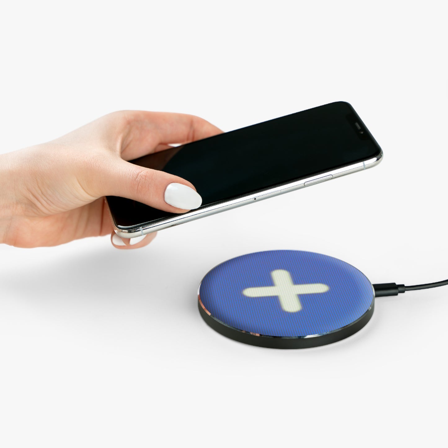 Blue Plus Icon Wireless Charger — Fast Qi Charging Pad