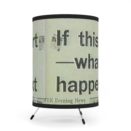 Tripod Lamp — Vintage Newspaper 'If This Is...' Printed Shade