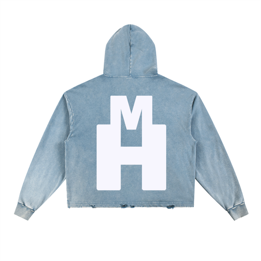 Vintage Washed Frayed-Hem Hoodie