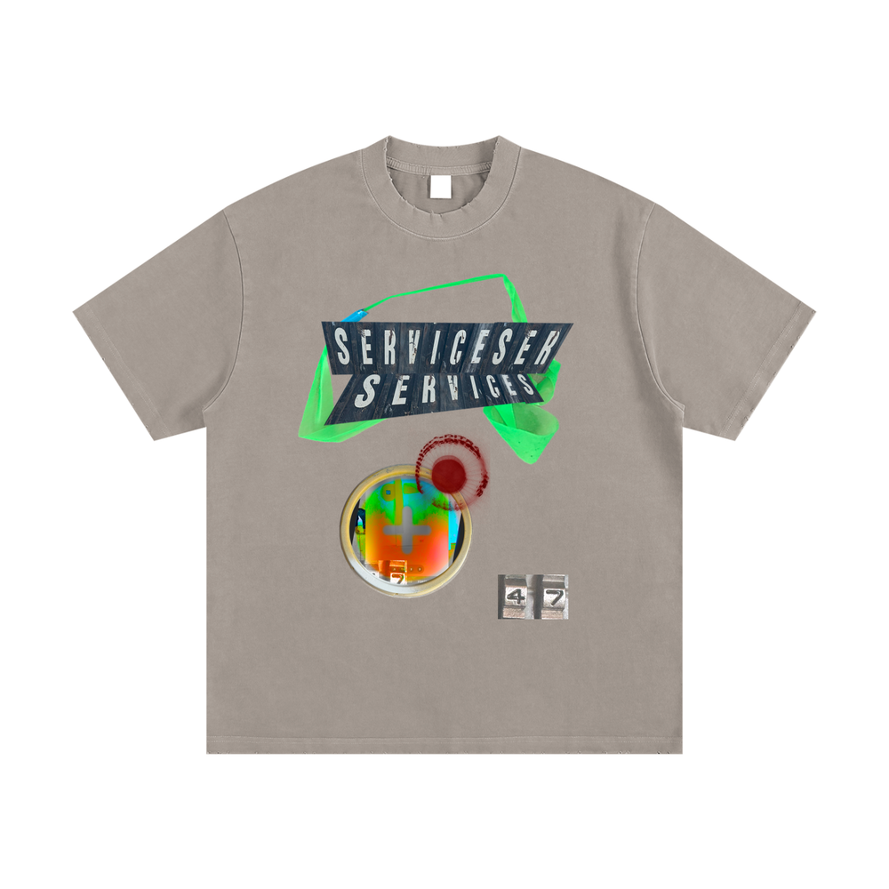 +33 6-17 Heavyweight Vintage Washed Frayed T-Shirt