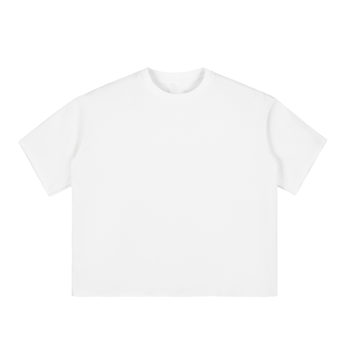 Boxy Half-Sleeve Raw-Edge T-Shirt