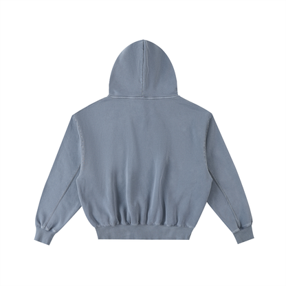 Frayed Enzyme Washed Fleece Hoodie