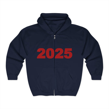 ! ! ! 2025 Comfy Full Zip Hoodie, Unisex Zip Sweatshirt, Trendy Layer for Celebrations, Giftable Outerwear Yeah Totally Yeah You Should Wear It in 2057 and tell ur kids bout 2025 yeah 6-30