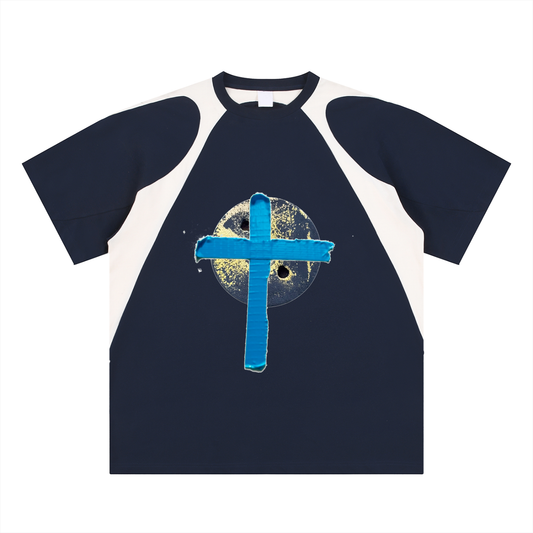 Contrast Panel Cotton T-Shirt