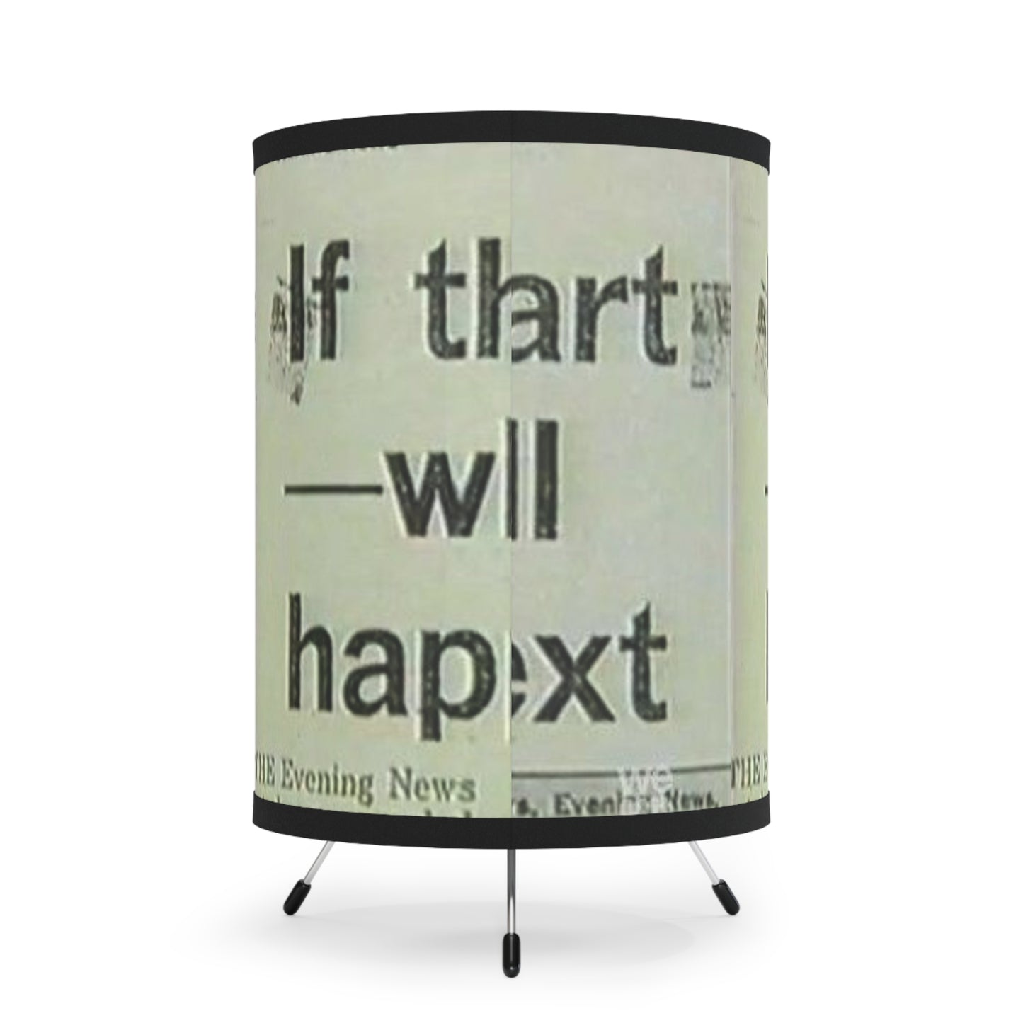 Tripod Lamp — Vintage Newspaper 'If This Is...' Printed Shade
