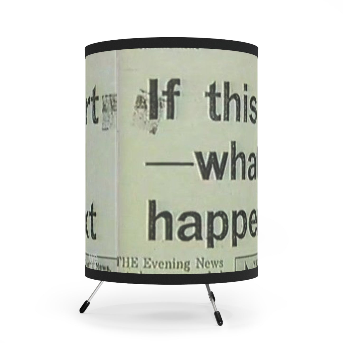 Tripod Lamp — Vintage Newspaper 'If This Is...' Printed Shade