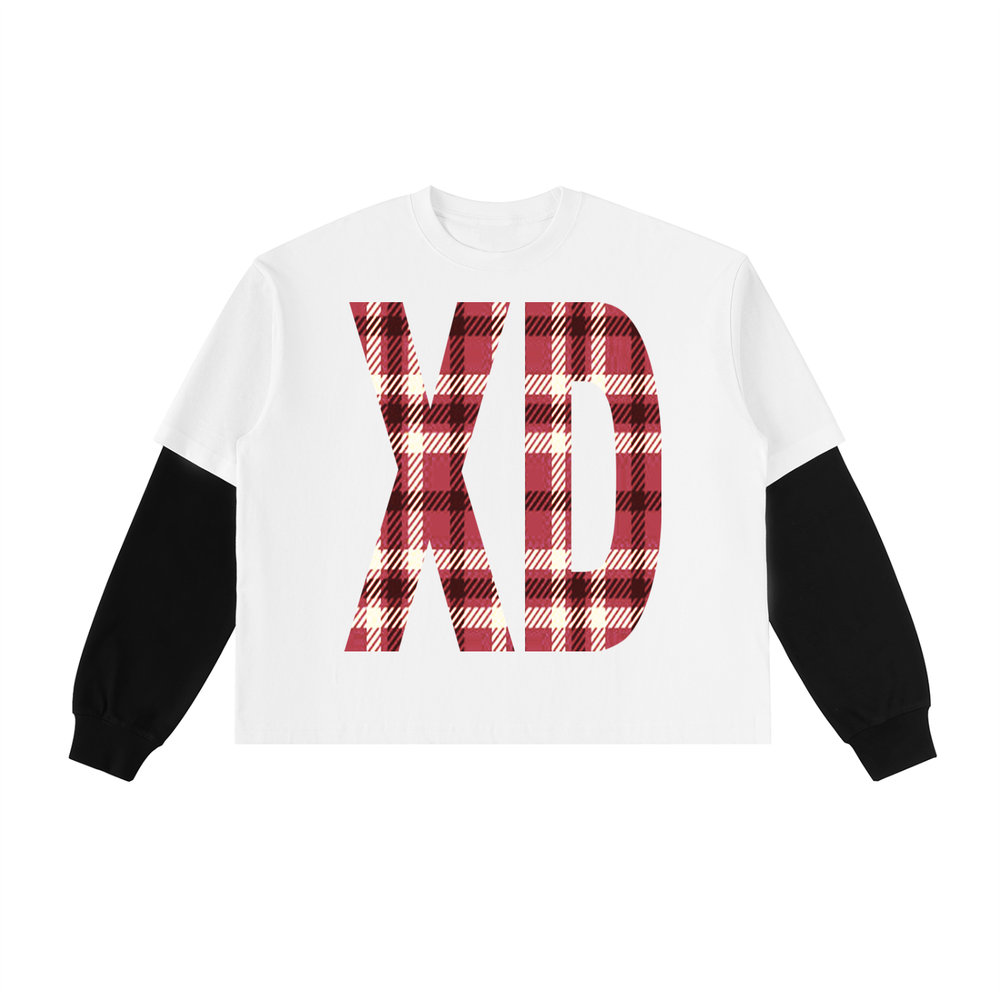 Layered Contrast Sleeve Cotton T-Shirt