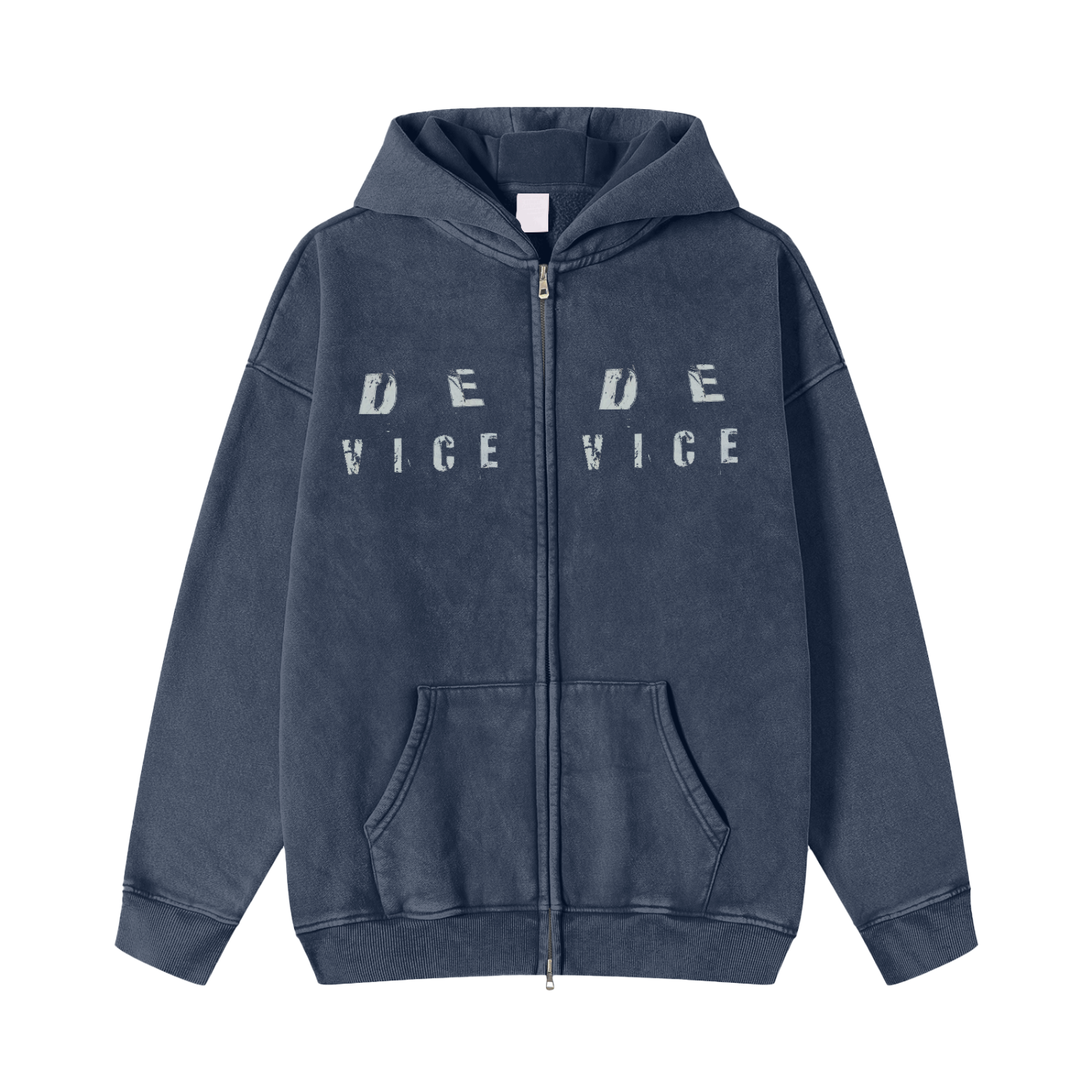 +33 6-17 Snow Washed Zip-Through Fleece Hoodie