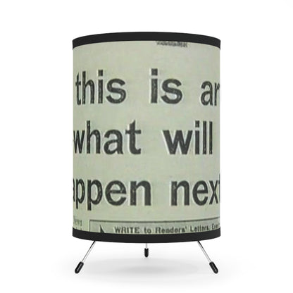Tripod Lamp — Vintage Newspaper 'If This Is...' Printed Shade