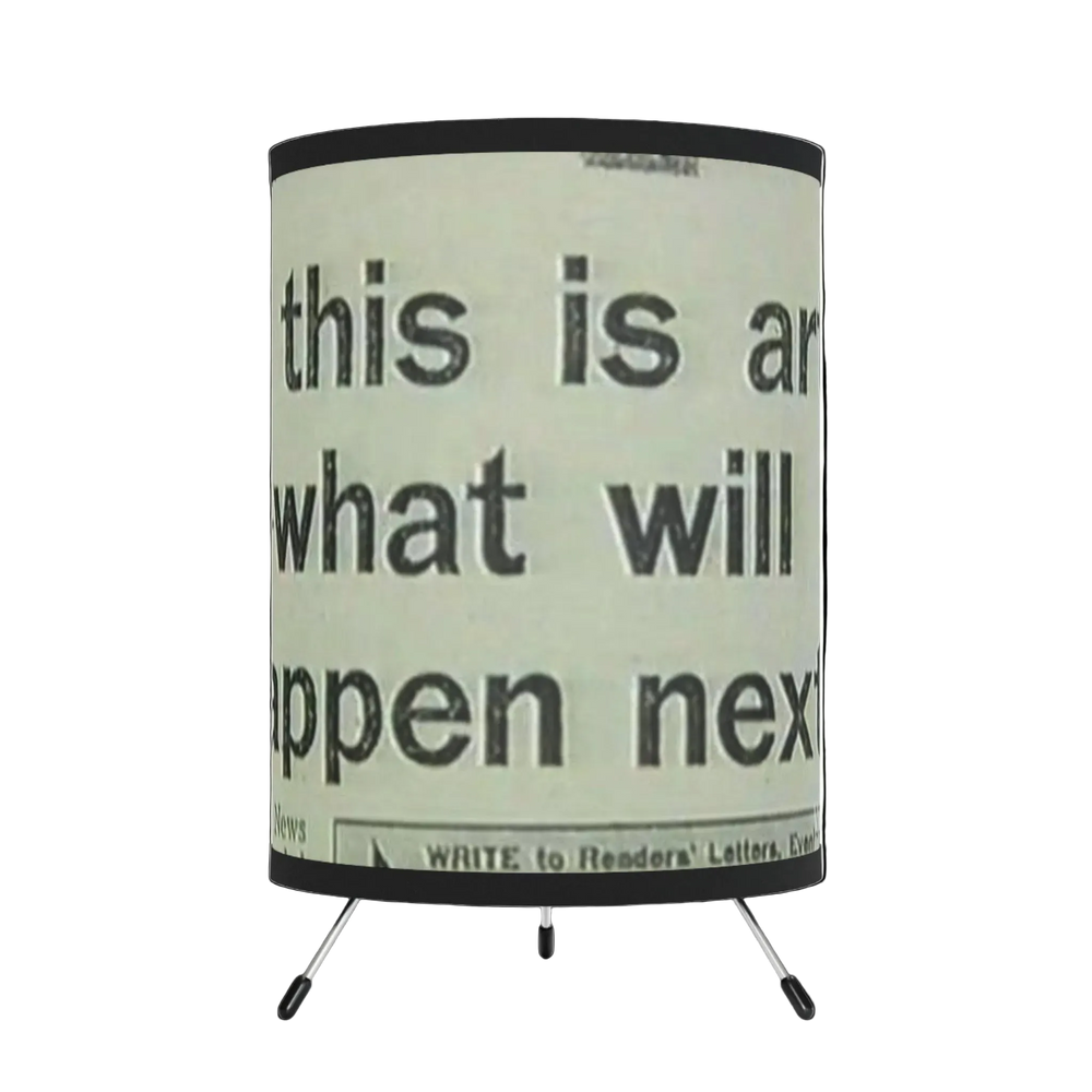 Tripod Lamp — Vintage Newspaper 'If This Is...' Printed Shade
