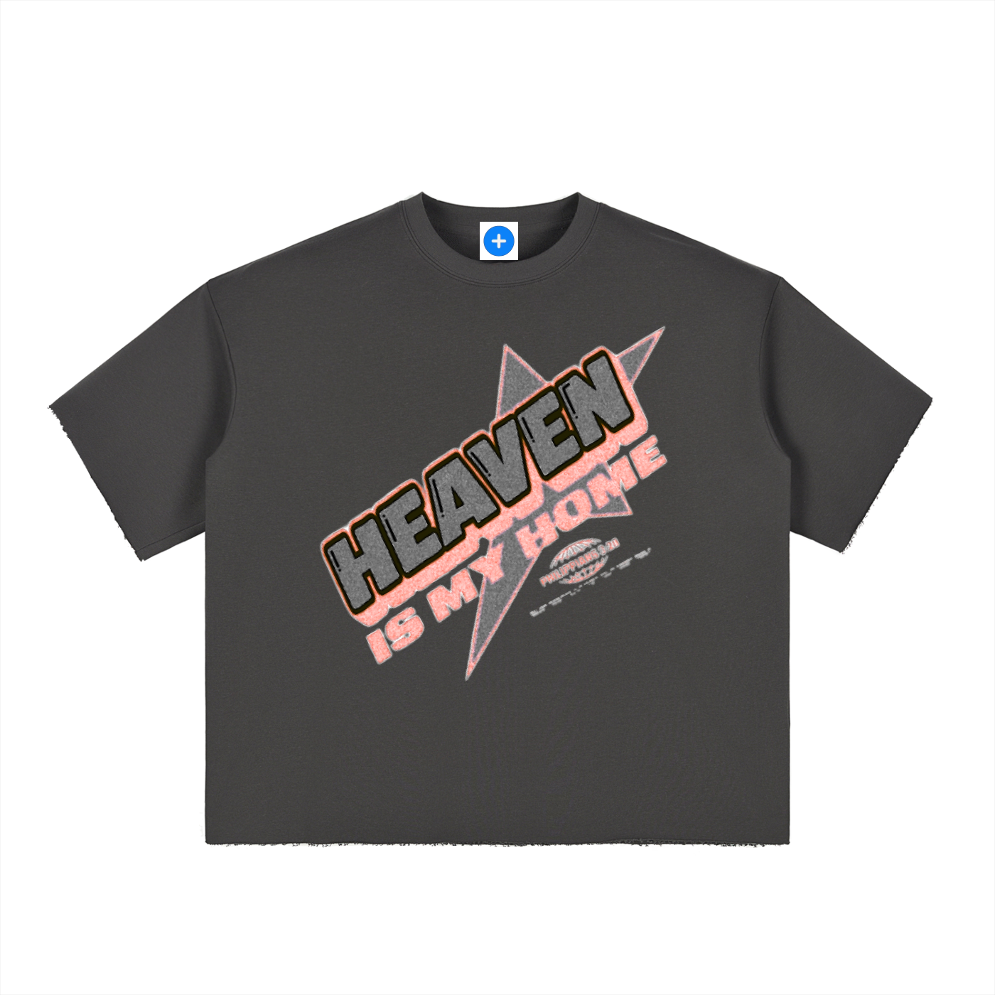 Boxy Half-Sleeve Raw-Edge T-Shirt