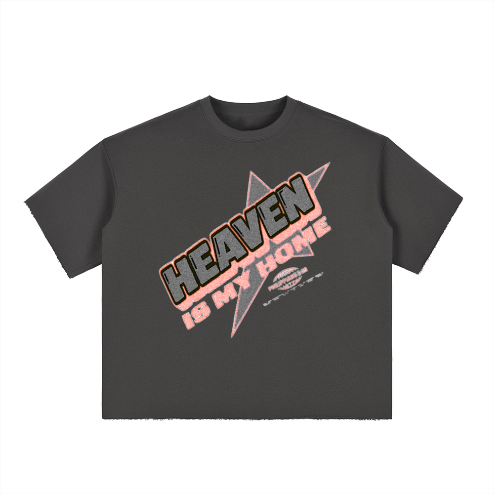 Boxy Half-Sleeve Raw-Edge T-Shirt