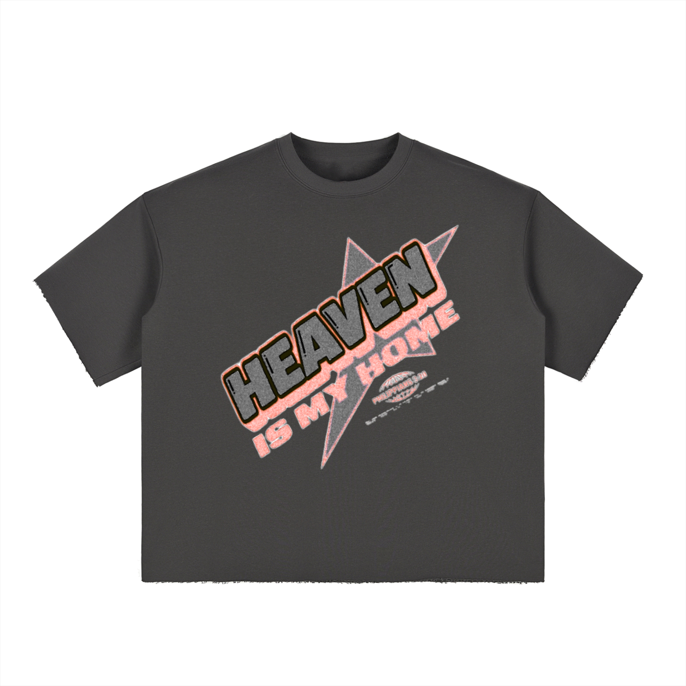 Boxy Half-Sleeve Raw-Edge T-Shirt