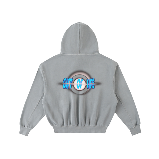 Frayed Enzyme Washed Fleece Hoodie