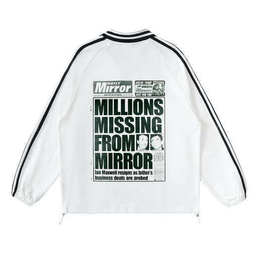 Contrast Striped Lapel Collar Sweatshirt