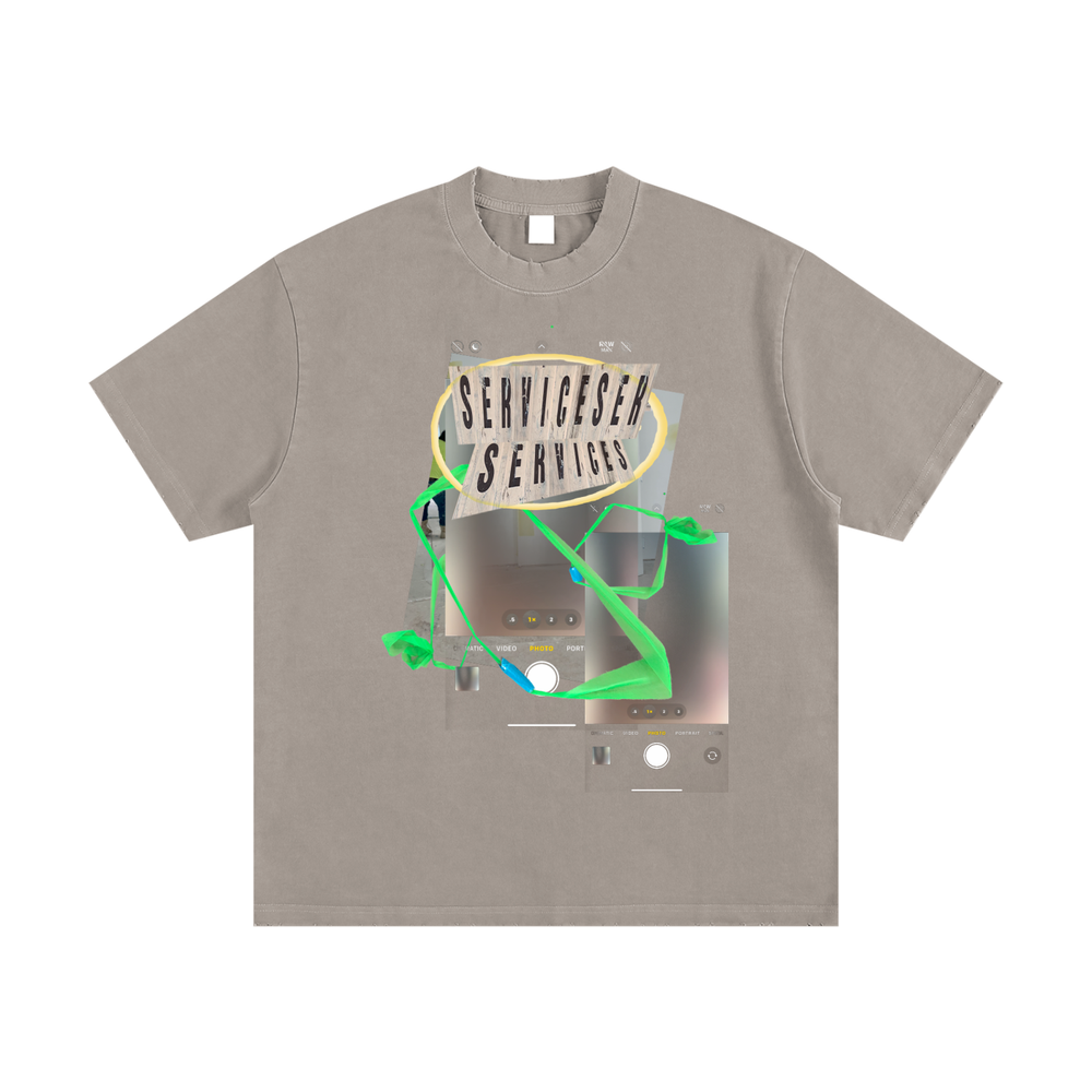 +33 6-17 Heavyweight Vintage Washed Frayed T-Shirt