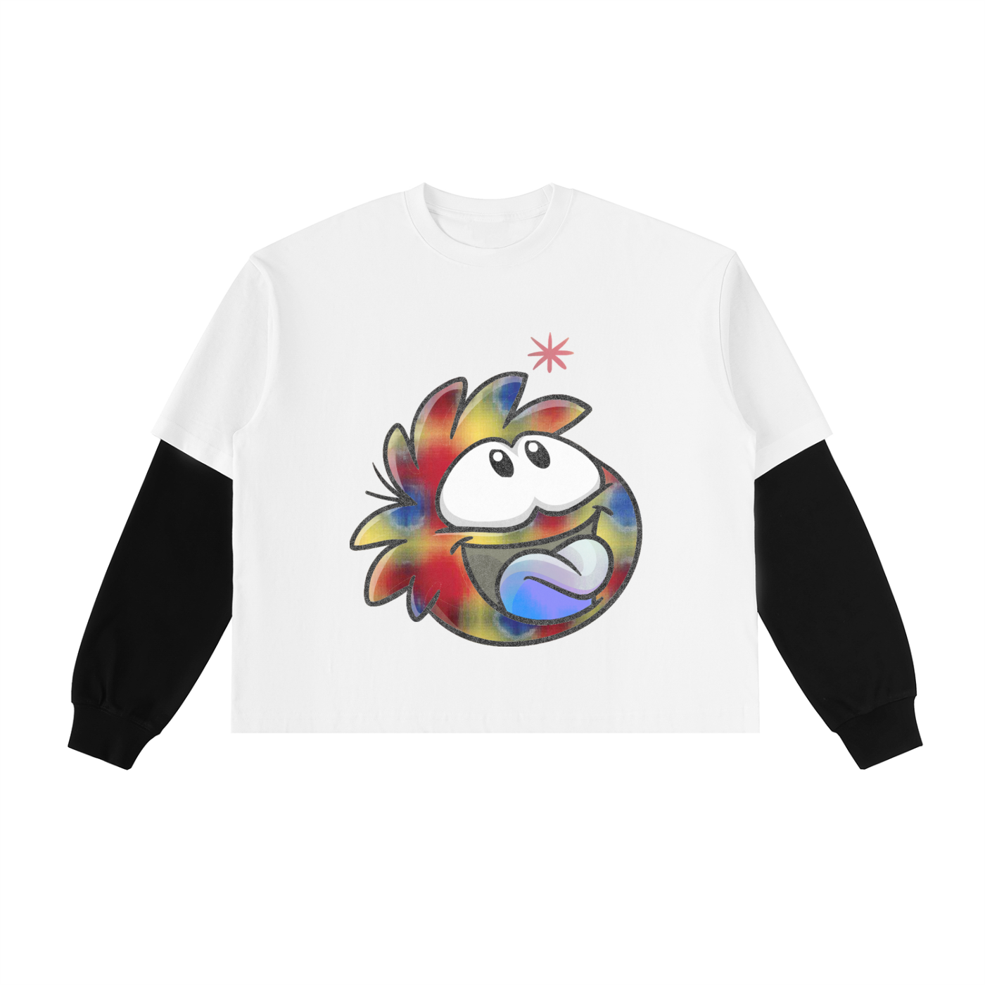 Layered Contrast Sleeve Cotton T-Shirt