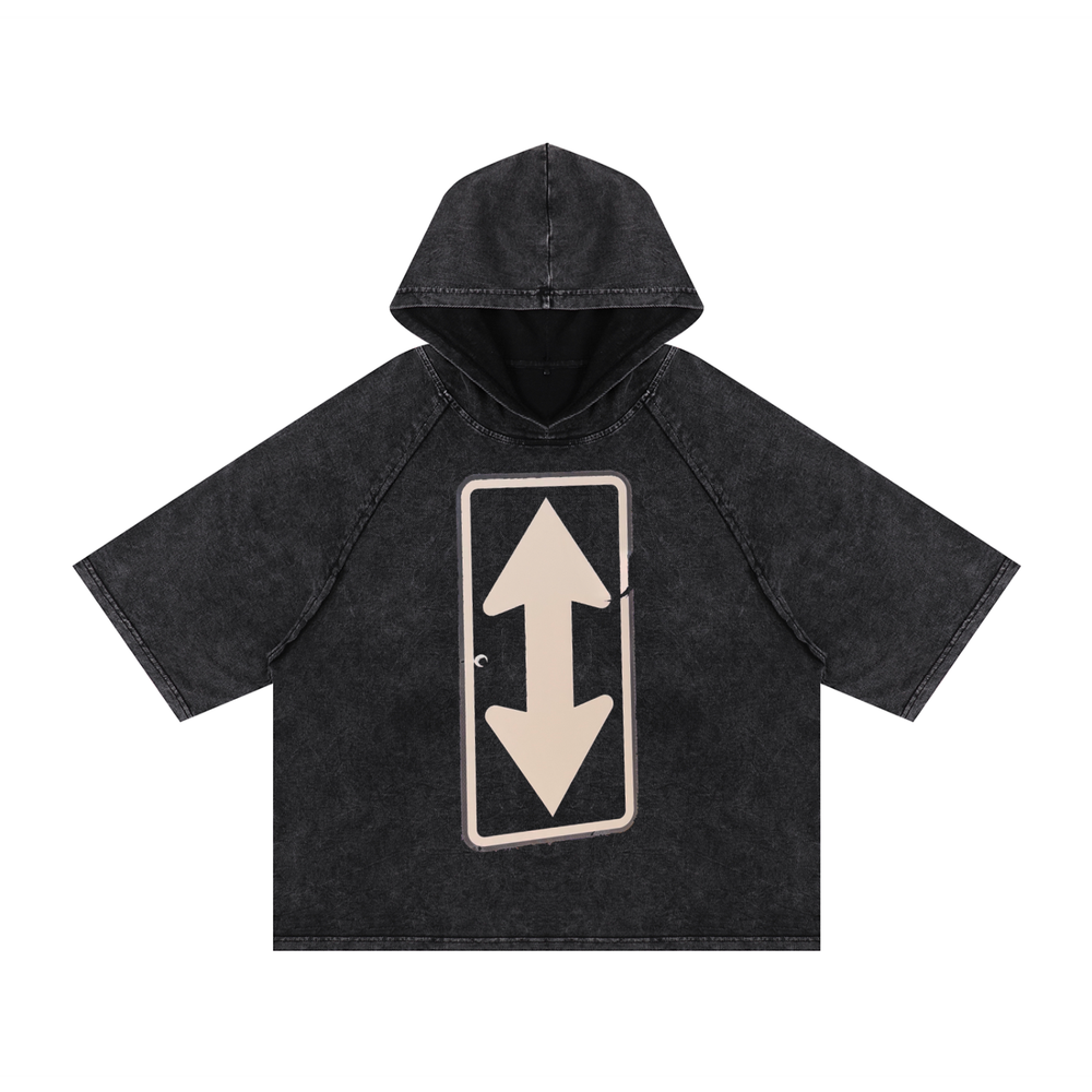 ! * ! Washed Hooded Boxy T 626