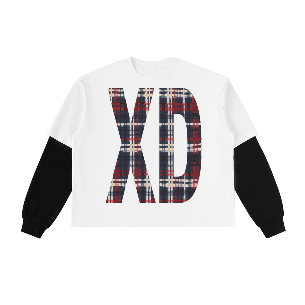 Layered Contrast Sleeve Cotton T-Shirt