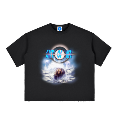 Boxy Half-Sleeve Raw-Edge T-Shirt