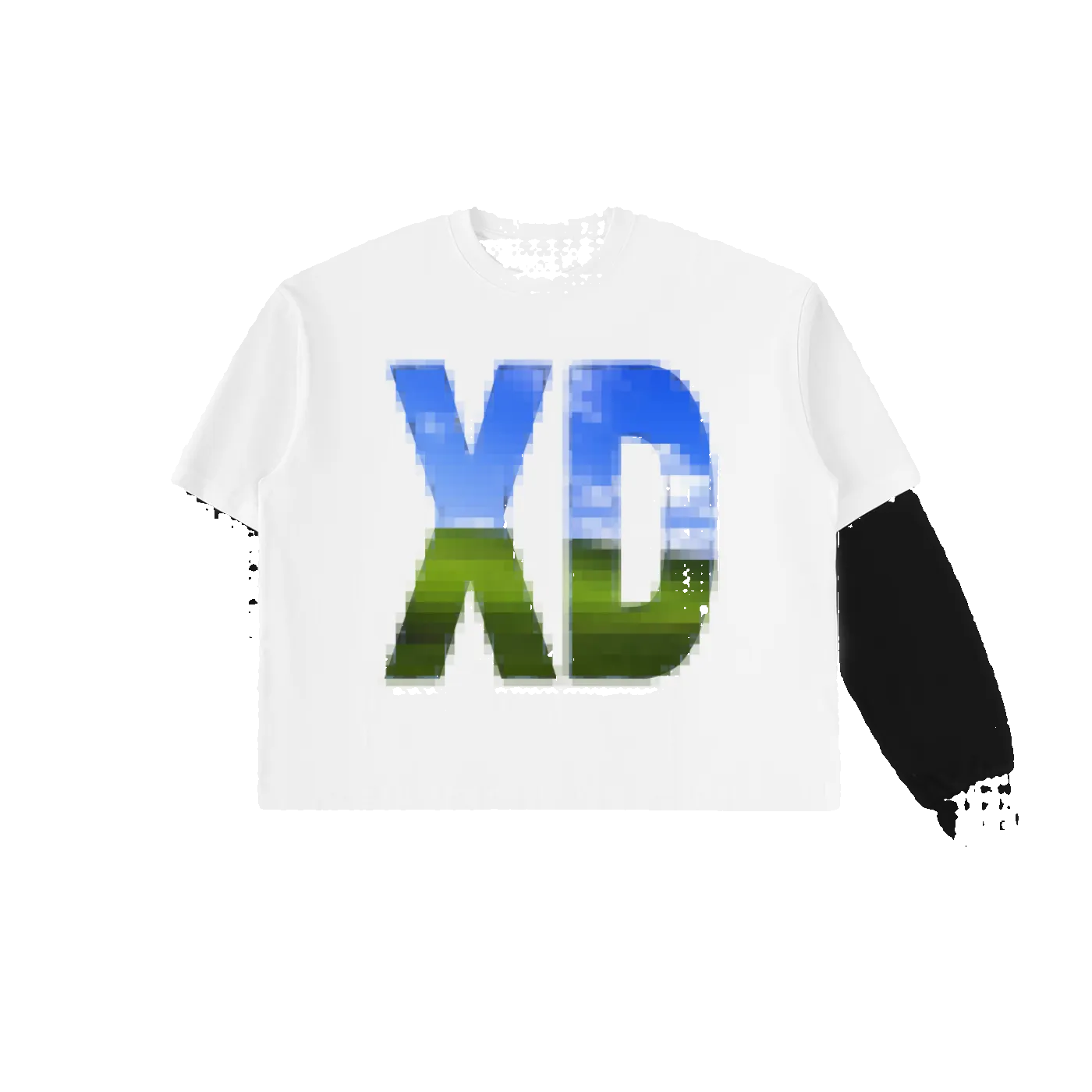 Layered Contrast Sleeve Cotton T-Shirt