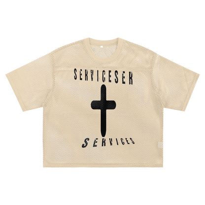 +33 6-17 See-through Boxy Net T-shirt