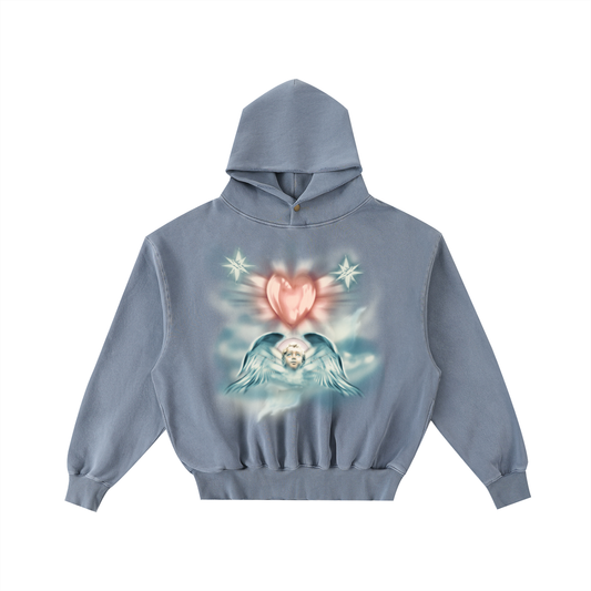 Frayed Enzyme Washed Fleece Hoodie
