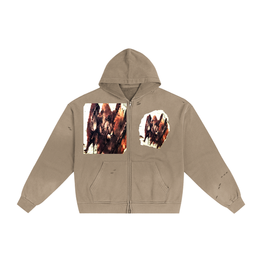 Hand-Frayed Sunfade Zip Hoodie