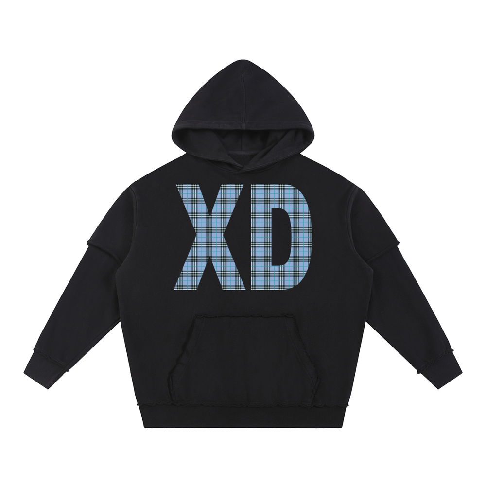 Snow Washed Raw Edge Double Layered Hoodie