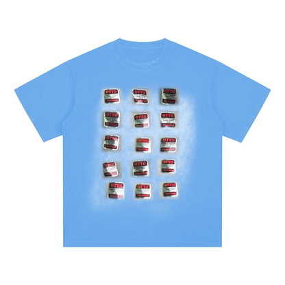 Square Patch Monkey Washed Drop Shoulder T-Shirt - 250 GSM