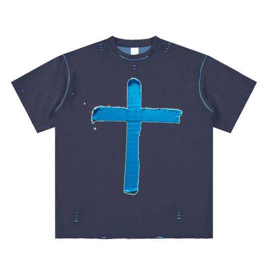 Hand-frayed Reversible T-shirt