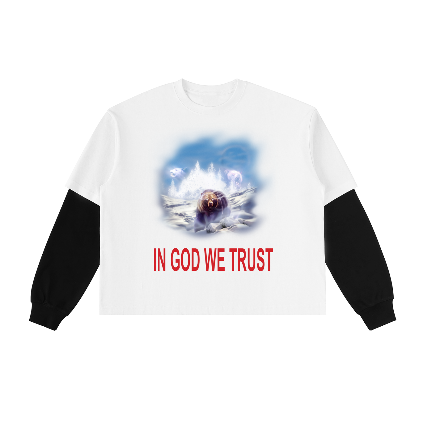 Layered Contrast Sleeve Cotton T-Shirt