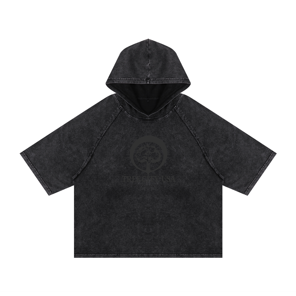 ! * ! Washed Hooded Boxy T-Shirt 626