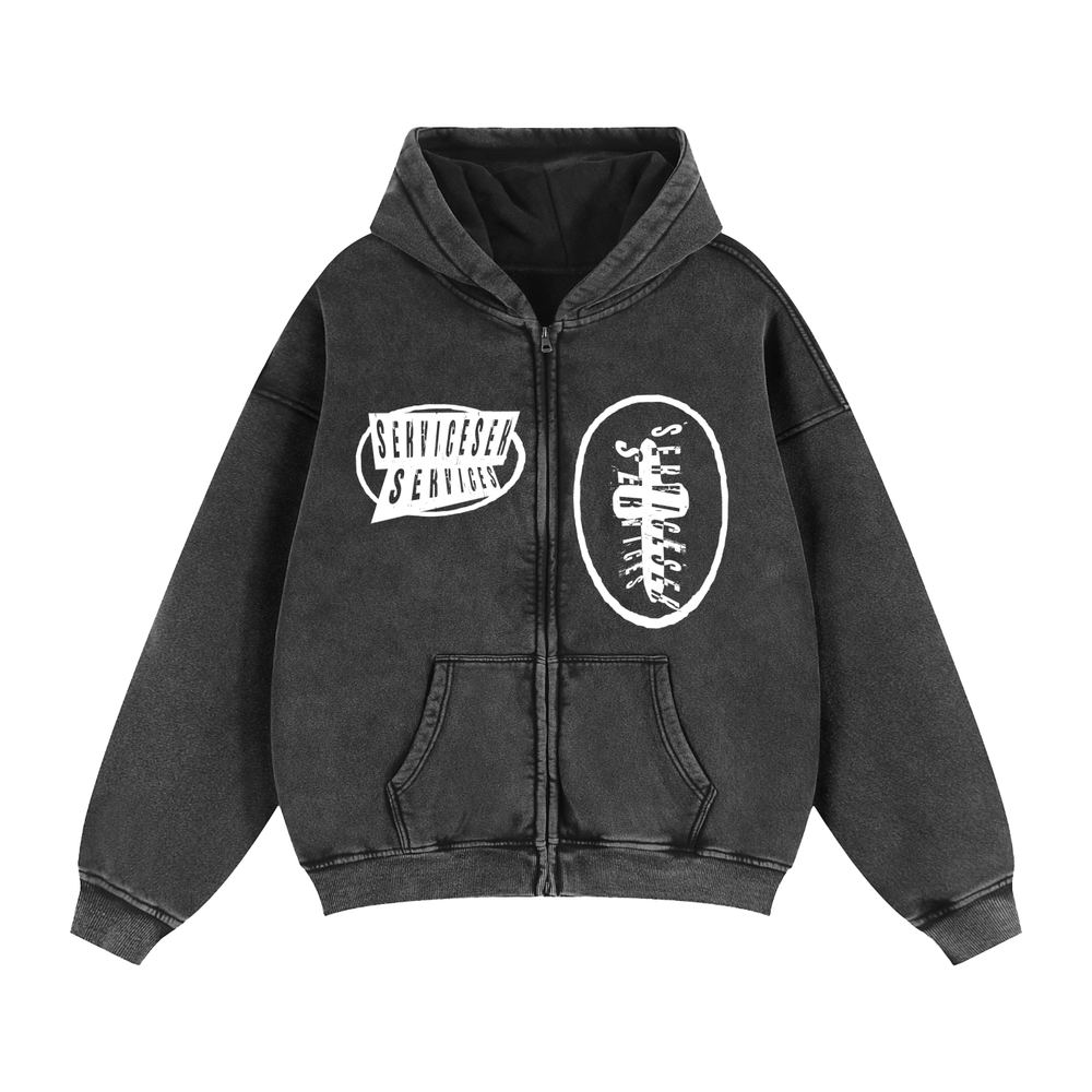 +33 6-17 Zip-Through Boxy Fleece Hoodie