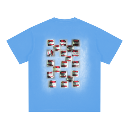 Square Patch Monkey Washed Drop Shoulder T-Shirt - 250 GSM