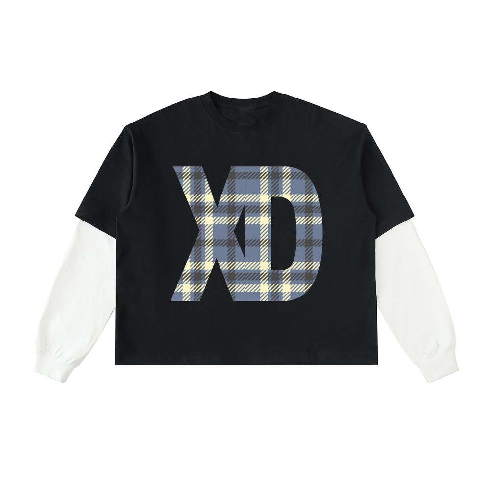 XD Layered Contrast Sleeve Cotton T-Shirt
