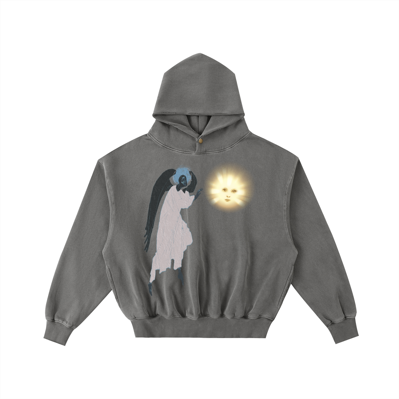 Frayed Enzyme Washed Fleece Hoodie