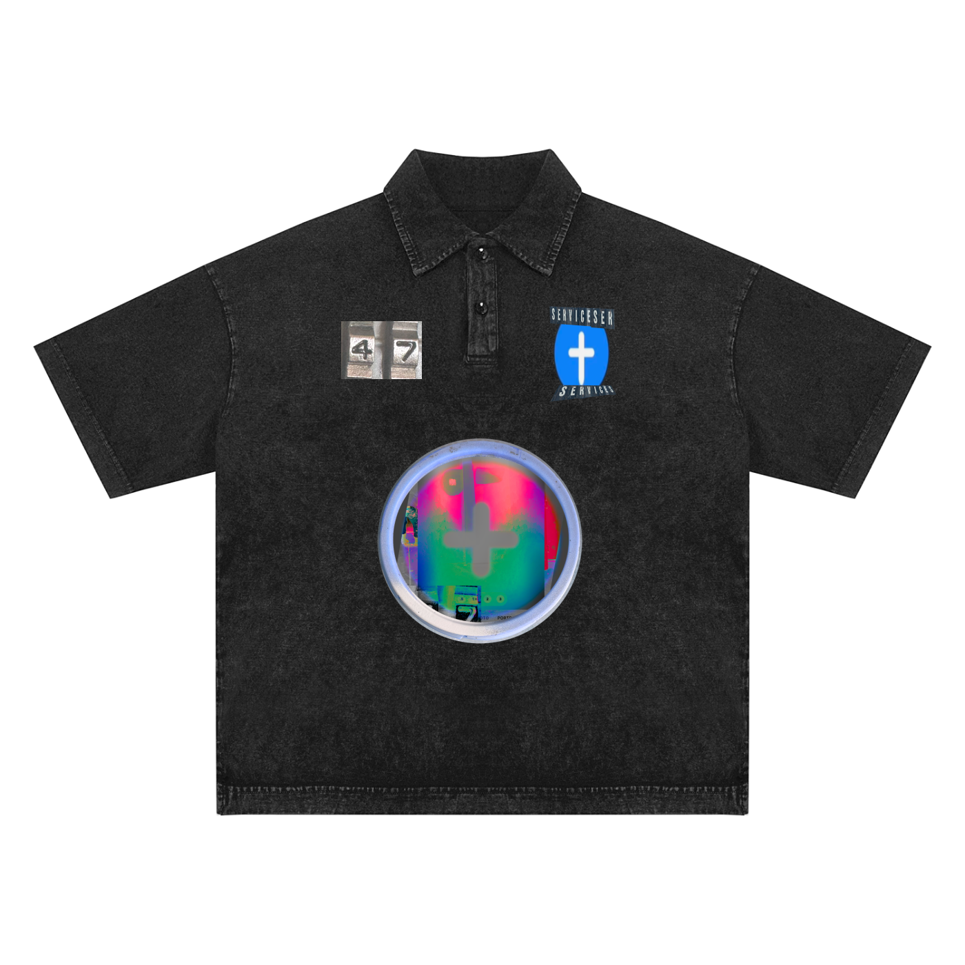 +33 6-17 Heavyweight Snow-Washed Polo T-Shirt