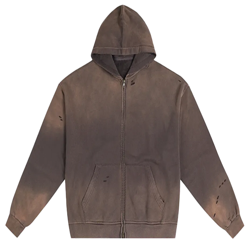 Hand-Frayed Sunfade Zip Hoodie